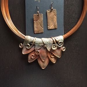 Antiqued Copper Necklace and Earring Set